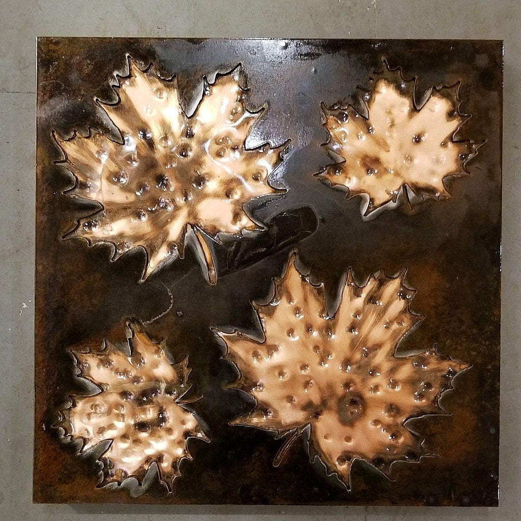 Four Maple Leaves rust patina with copper 16" - Arc Academy